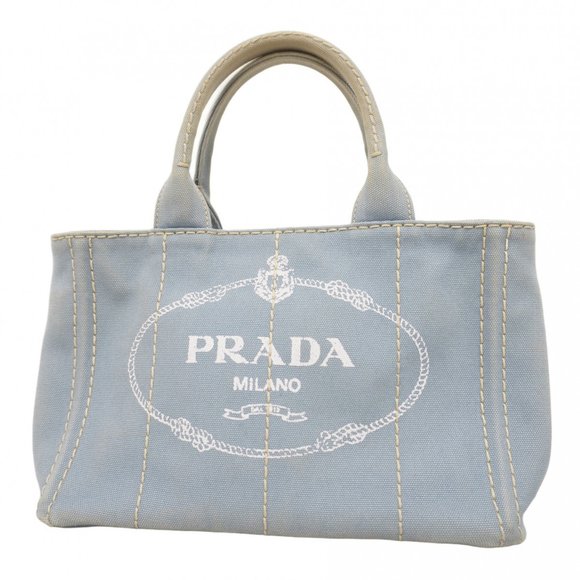 Prada Canapa Canvas Tote Bag, Blue, Women's - Picture 1 of 10